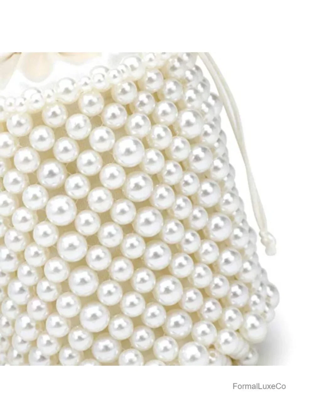 Handmade Pearl Beaded Clutch Bucket Evening Handbag Acrylic Purse Party Wedding